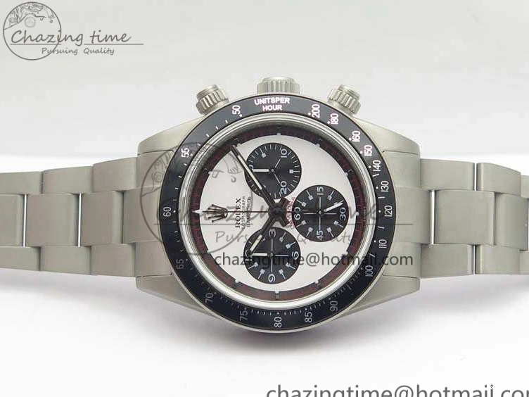 1225 Daytona Newman Sandblasted SS White Black Dial On SS Bracelet A Functional 3522